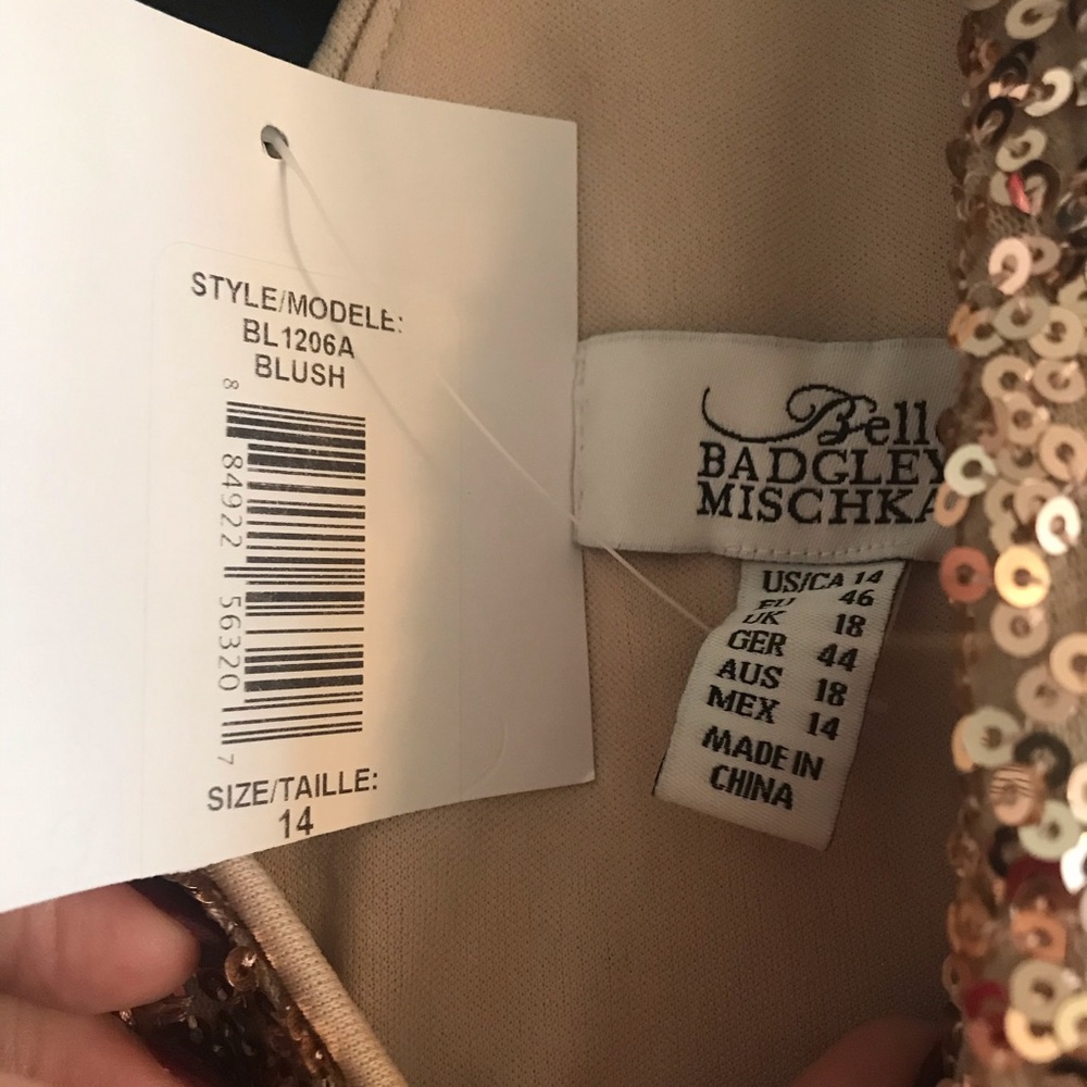 BELLE BADGLEY MISCHKA Blush Rose Sequin Gown Dress - Picture 4 of 8